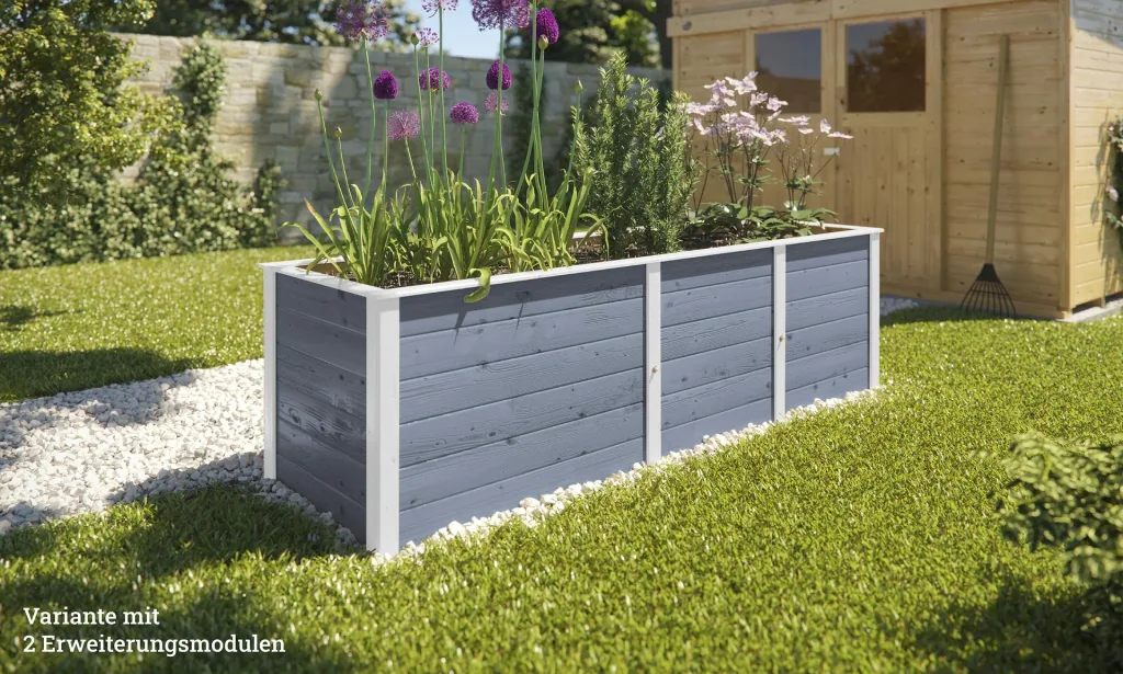Modular raised bed extension kit, wall thickness 21 mm, grey, 67 cm