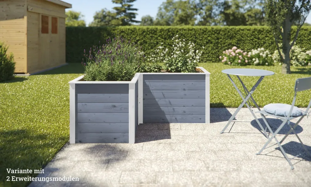 Modular raised bed extension kit, wall thickness 21 mm, grey, 67 cm