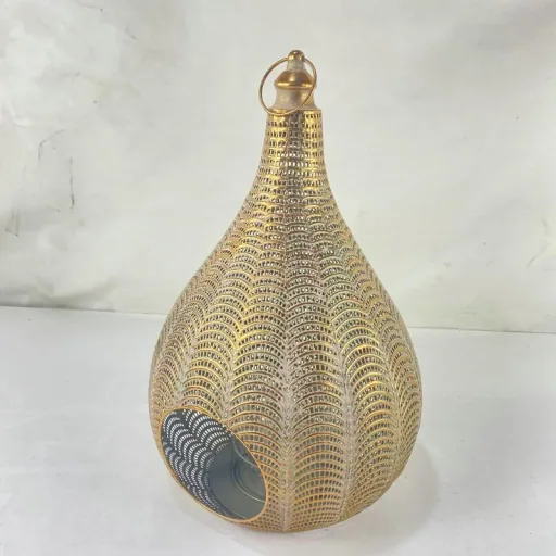 Oriental lantern made of metal in gold