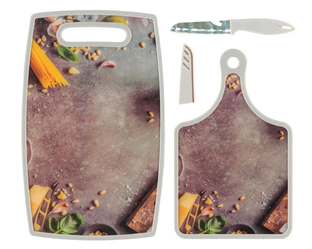 Cutting boards with knives in pasta design, set of 2