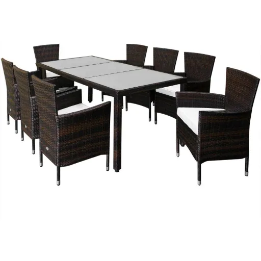 Garden set polyrattan set 17 - stackable Bali brown