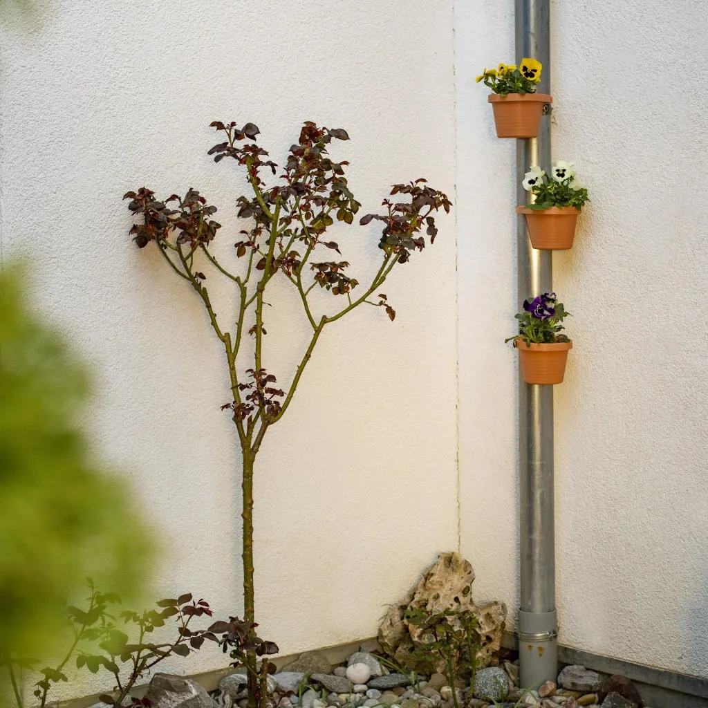 Plant pot for downpipe/gutter, terracotta, 3 pieces