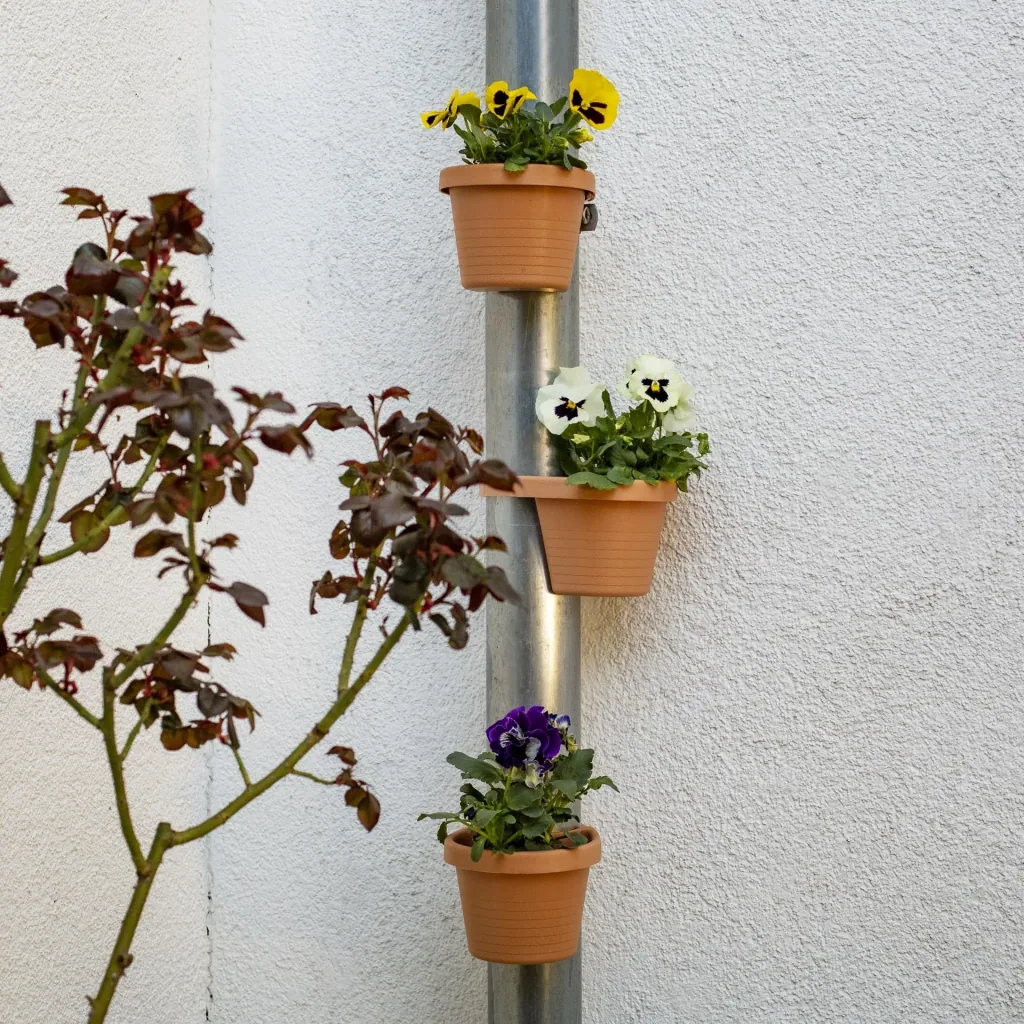 Plant pot for downpipe/gutter, terracotta, 3 pieces