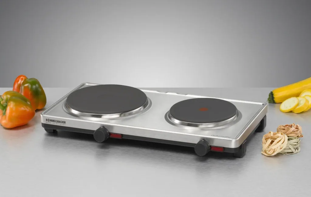 Double hotplate "AK 3099/E" with stainless steel housing, 3000 watts
