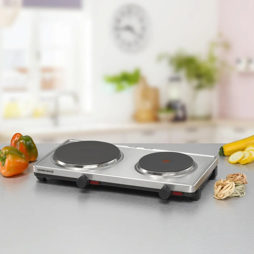 Double hotplate "AK 3099/E" with stainless steel housing, 3000 watts