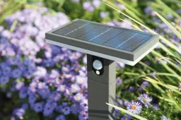 Solar LED Stand ARIANE with sensor black, 3.3 watts, 210 lm, warm white