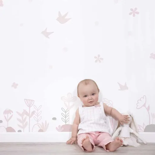 Lilipinso wall sticker swallows and flowers pink