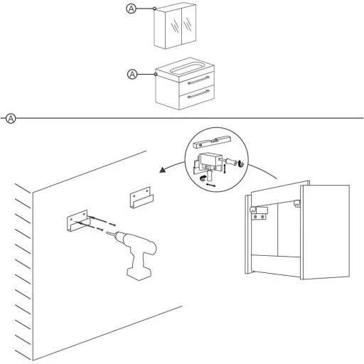 Shallow bathroom furniture 80cm - black