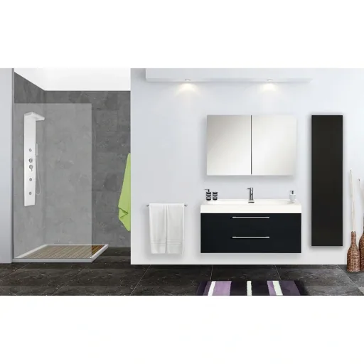 Shallow bathroom furniture 80cm - black