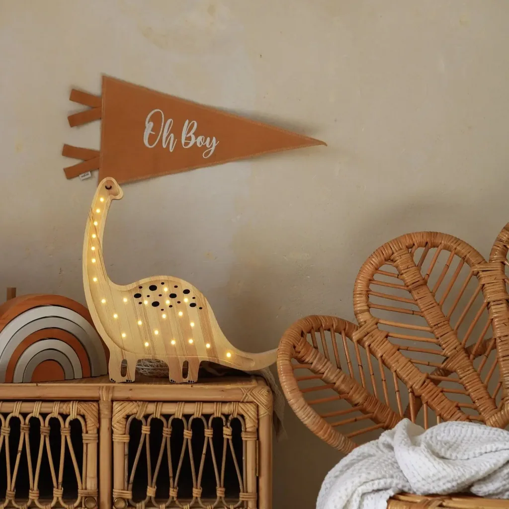 Little Lights children's night light, dinosaur - 100% natural pine wood