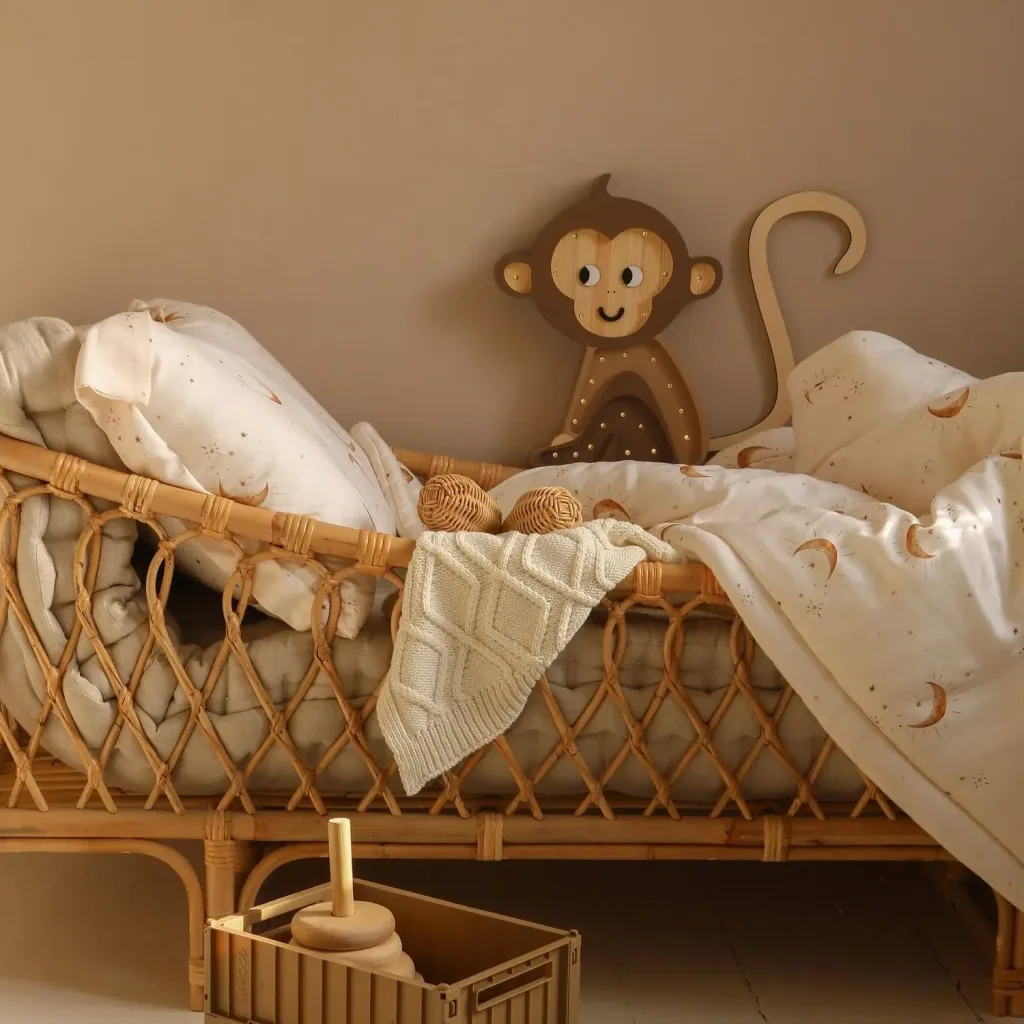 Little Lights Children's Nightlight, Monkey – 100% Natural Pine Wood