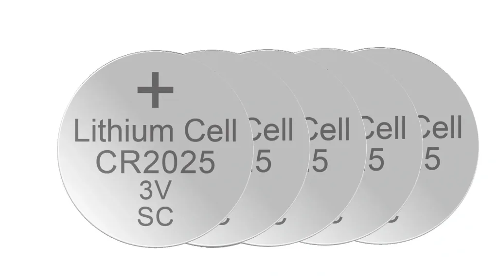 Lithium button cell CR2025, 3 Volt - 5 pieces