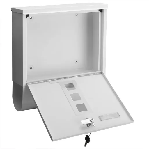 Letterbox with newspaper holder white 30.5x8.5x33.5cm