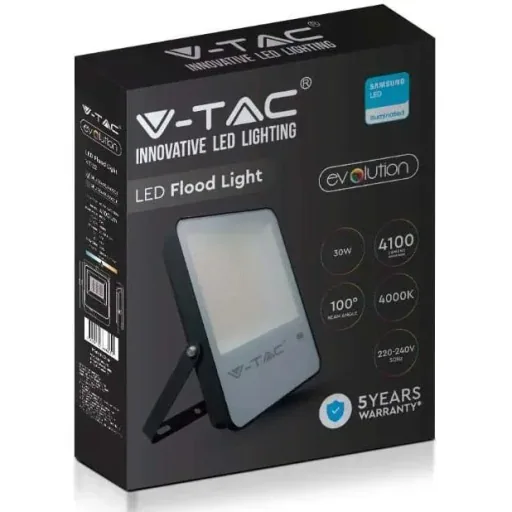 VT-32 LED Floodlight - 30 W - 4100 Lm - 4000K - Black - Extra Efficient