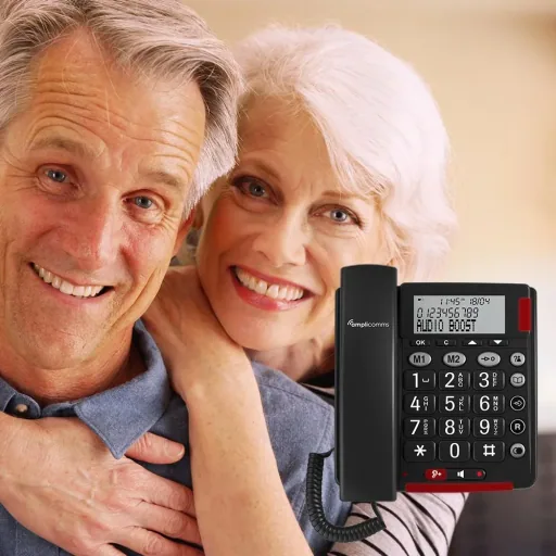 Large-button telephone with 2 direct dial buttons and large display