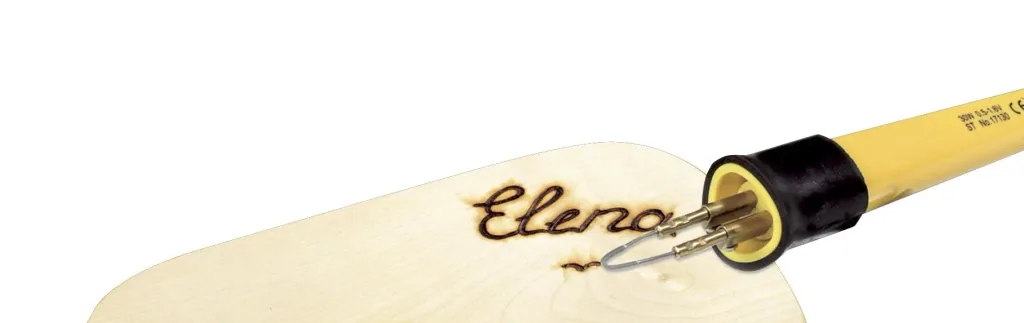 Burning station with stand, wood/cork/leather and pyrography station