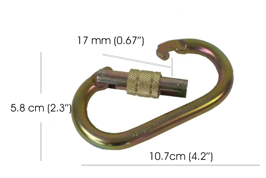 Locking carabiner, oval, 10 mm