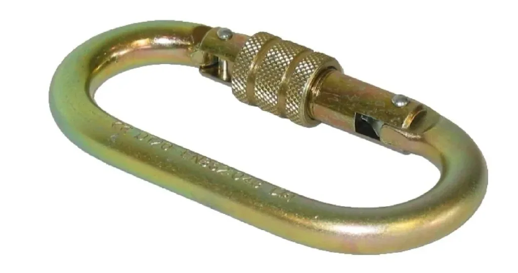 Locking carabiner, oval, 10 mm