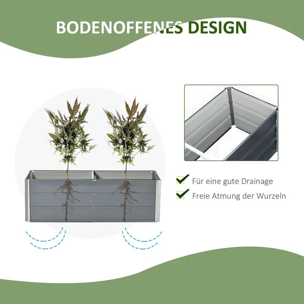 Raised bed made of steel garden bed planter flower box flower pot with gloves dark grey 125 x 47 x 40 cm