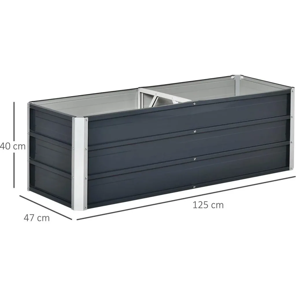 Raised bed made of steel garden bed planter flower box flower pot with gloves dark grey 125 x 47 x 40 cm