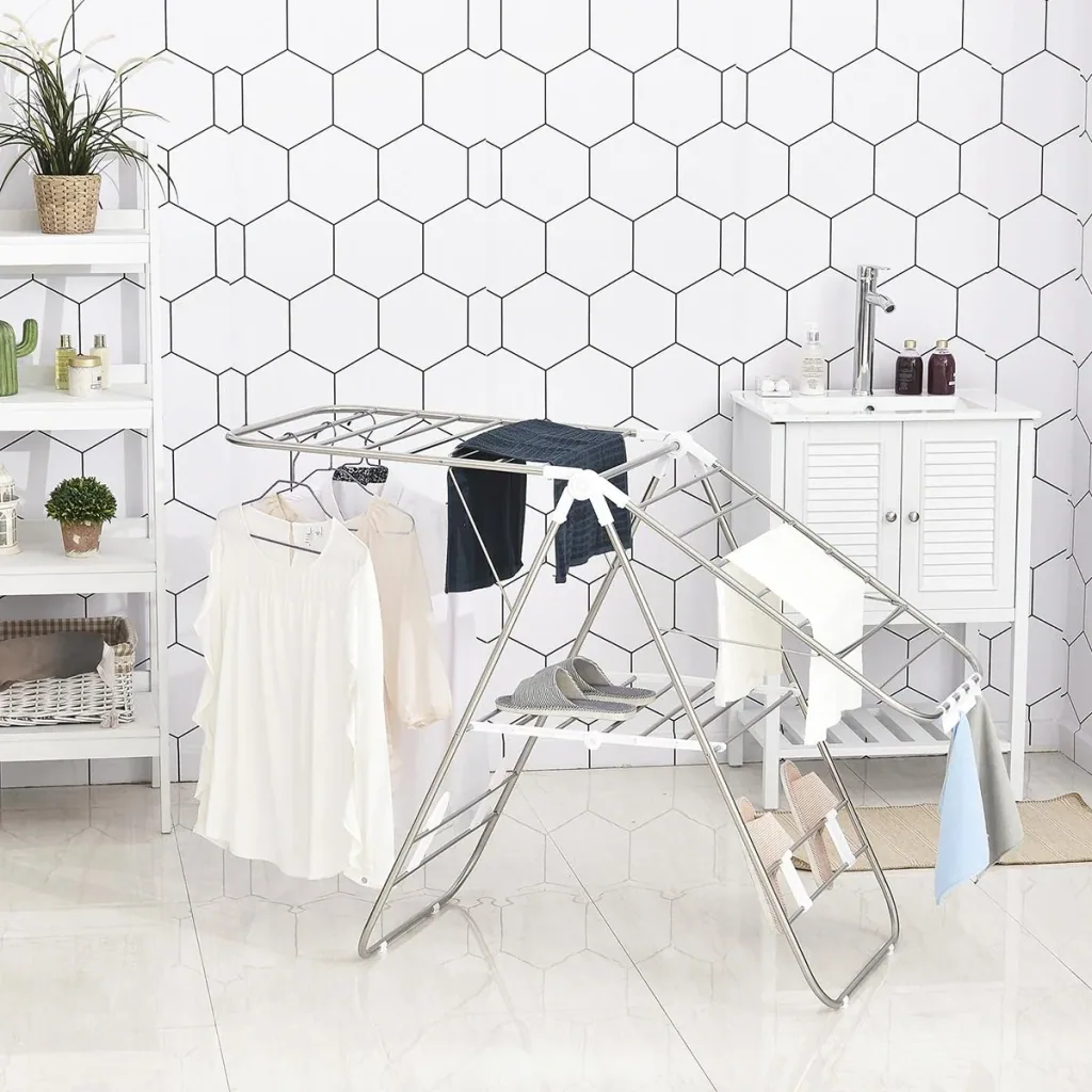 Foldable clothes rack silver/white