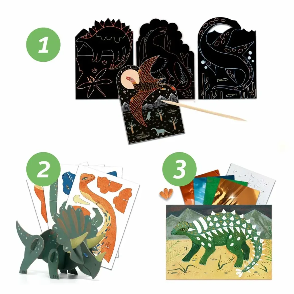 Djeco Craft Set, Creativity Set, Multi Activity Kit - Dinosaurs
