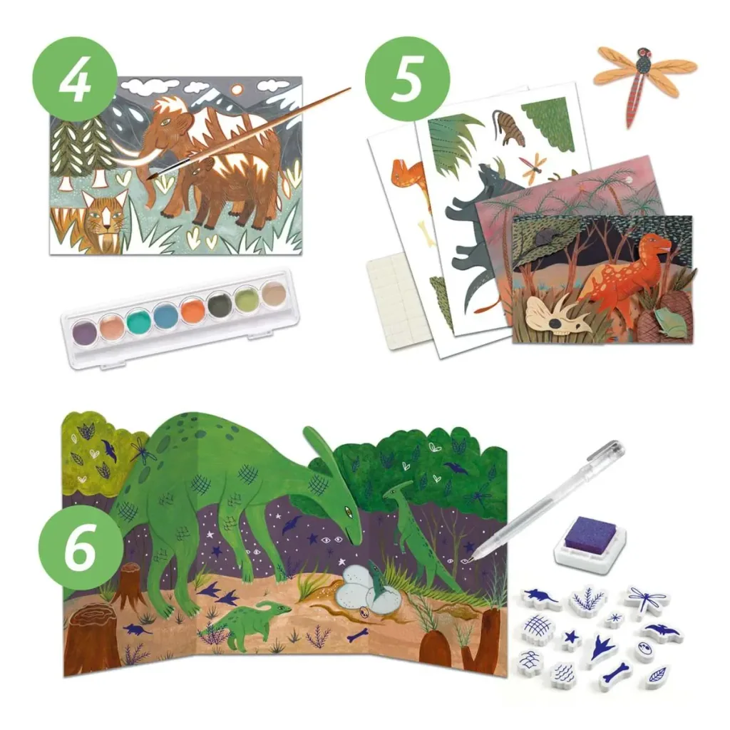 Djeco Craft Set, Creativity Set, Multi Activity Kit - Dinosaurs
