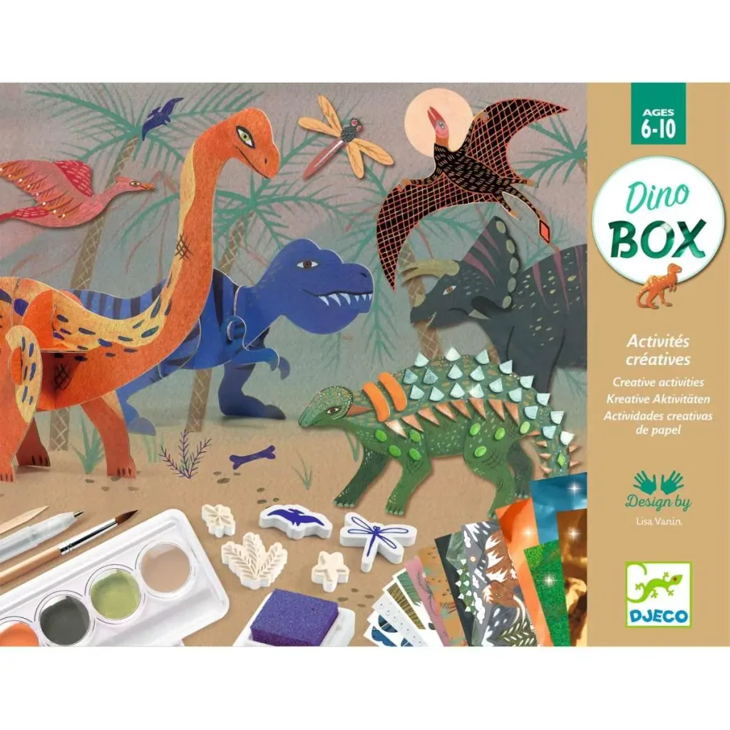 Djeco Craft Set, Creativity Set, Multi Activity Kit - Dinosaurs
