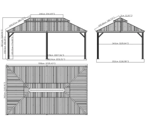 Sojag Messina 12×20 ft Aluminum Gazebo Anthracite - with HardTop