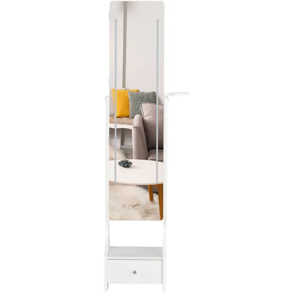 LED mirror with jewelry cabinet, white