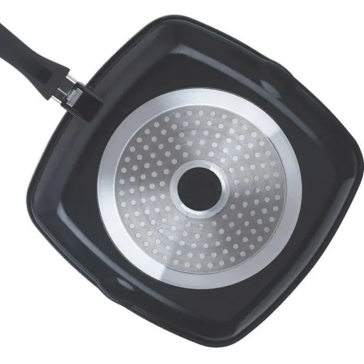 Frying pan - with lid - Grill pan - Marble coating - 28 cm - Black