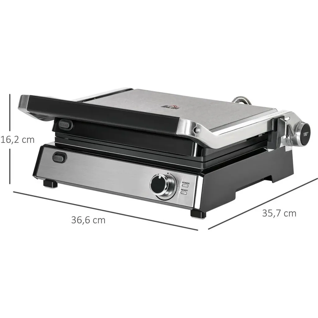 Contact grill - silver/black - 36.6 x 35.7 x 16.2 cm