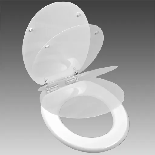 White toilet seat with soft close