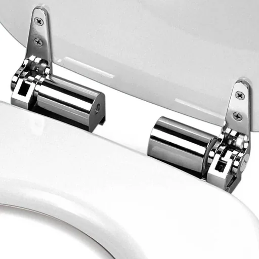 White toilet seat with soft close