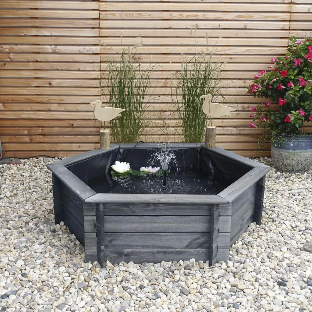 Hexagonal raised pond 100 cm solar, grey