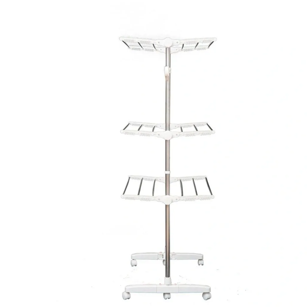 Mobile laundry rack / laundry tower with 3 foldable levels