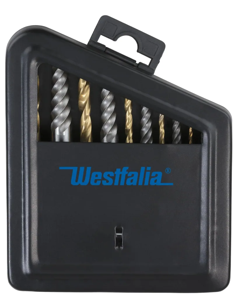 Left-hand drill and extractor set, 10 pieces