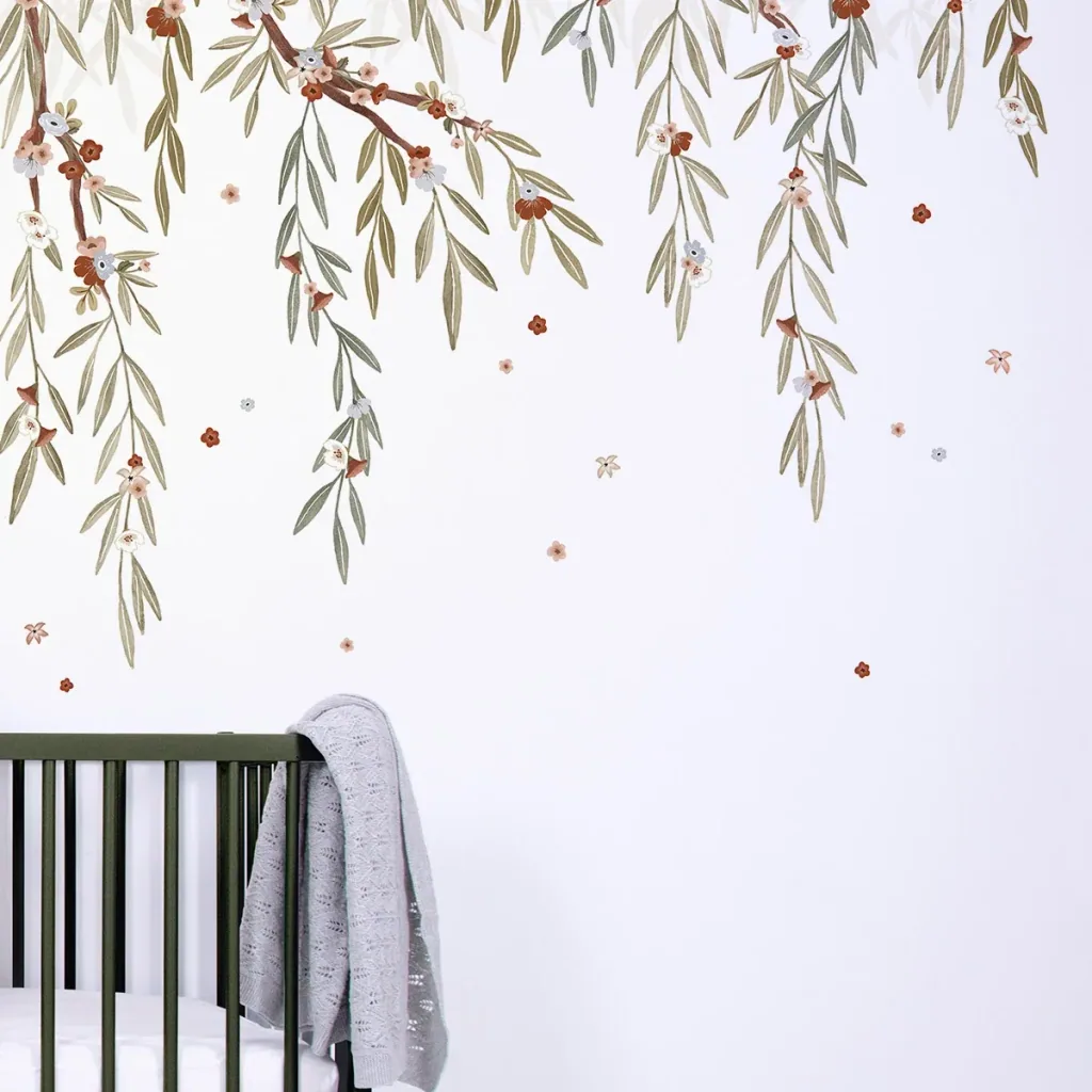 Lilipinso wallpaper, children's room wall design, panorama, flowering eucalyptus