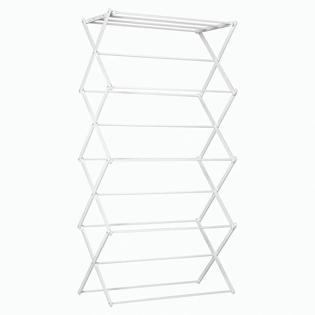 Foldable clothes dryer 8-tier drying rack metal plastic white 74 x 35 x 144 cm