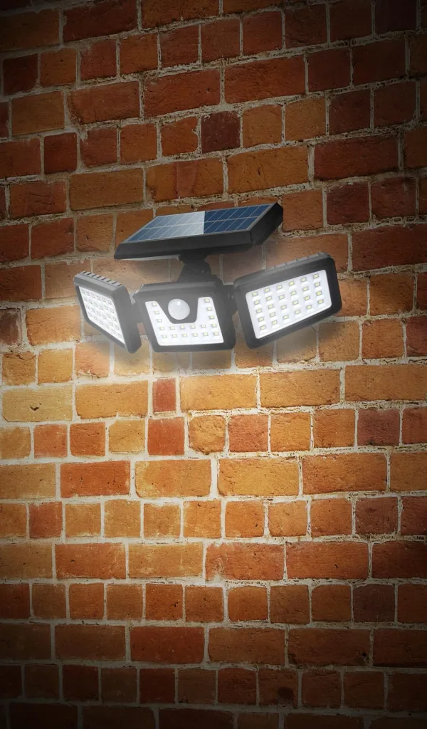Solar LED wall light with motion detector