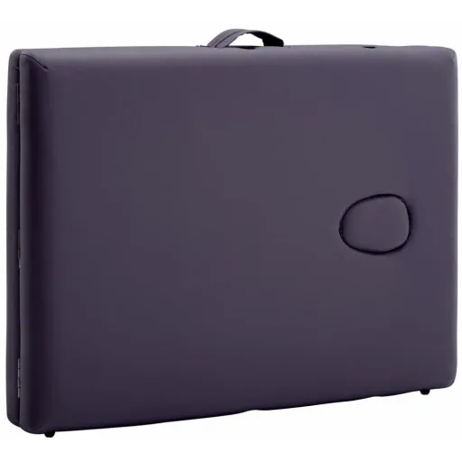 Folding massage table 2 zones wood wine purple