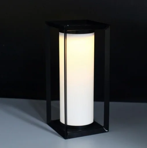 LED solar lantern in elegant black