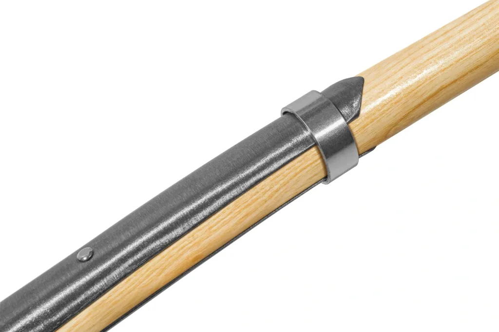 Spade, digging and nursery spade, size 2, polished, kick guard, spring adjustment, reinforcement ring, ash T-handle 85 cm