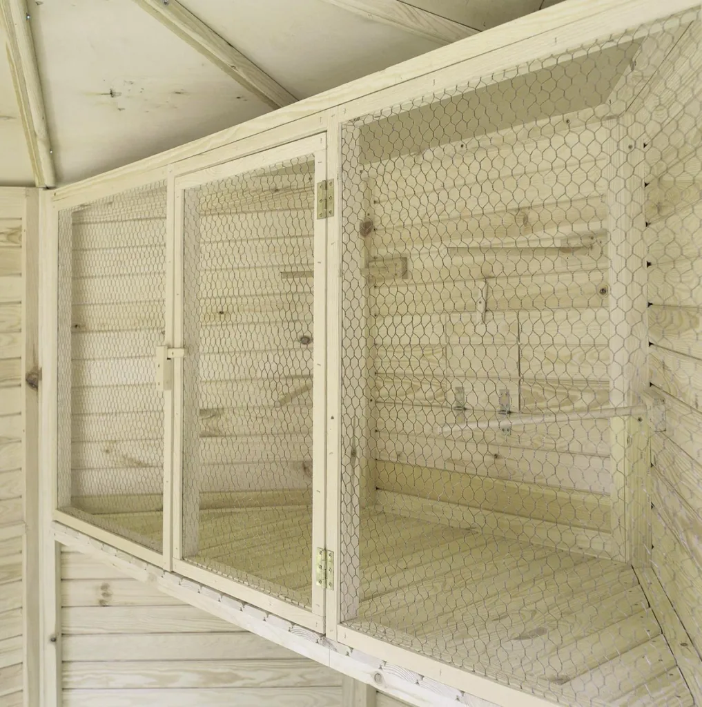 octagonal aviary with bird cage