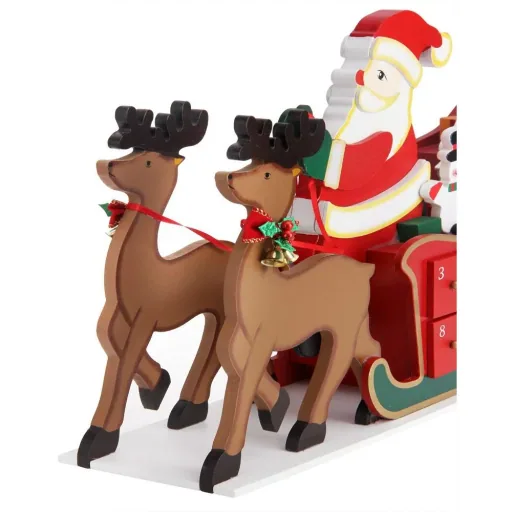 Advent calendar sleigh with self-filling compartments