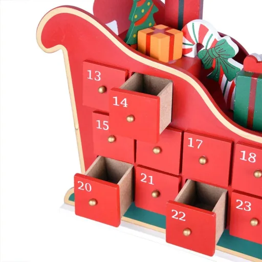 Advent calendar sleigh with self-filling compartments