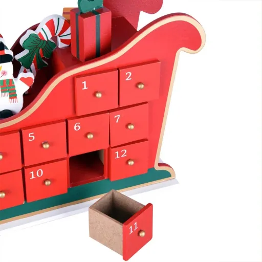 Advent calendar sleigh with self-filling compartments