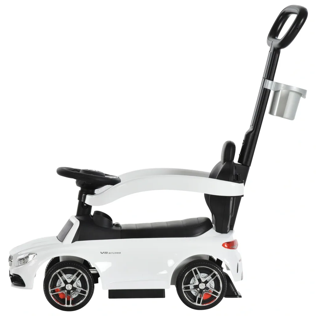Ride-on car with push and hold bar