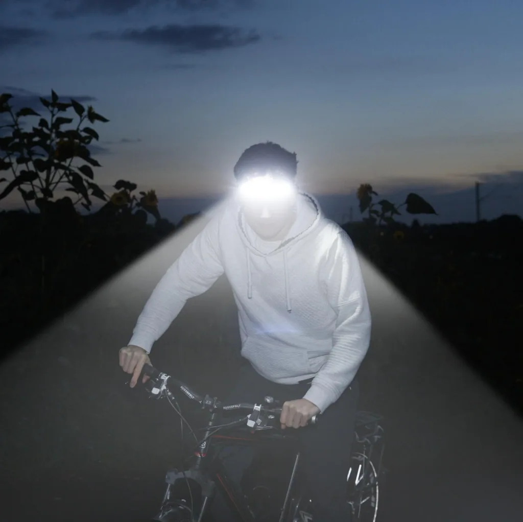 COB LED band headlamp with 3-way light mode, 200 lumens