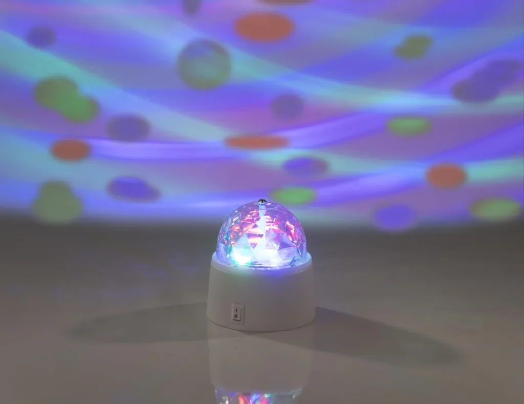LED party light with rotating disco light effects